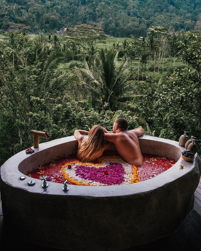 Relaxing Outdoor Flower Bath